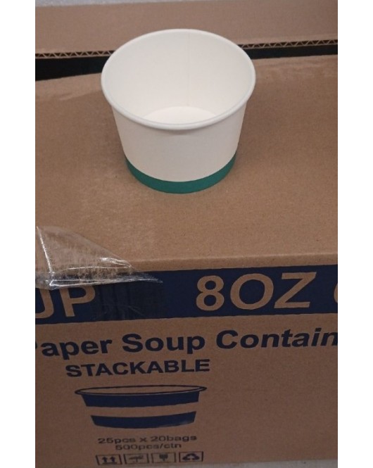 8oz White paper Soup Container 500 Per Case (replacment for genpak 8c)