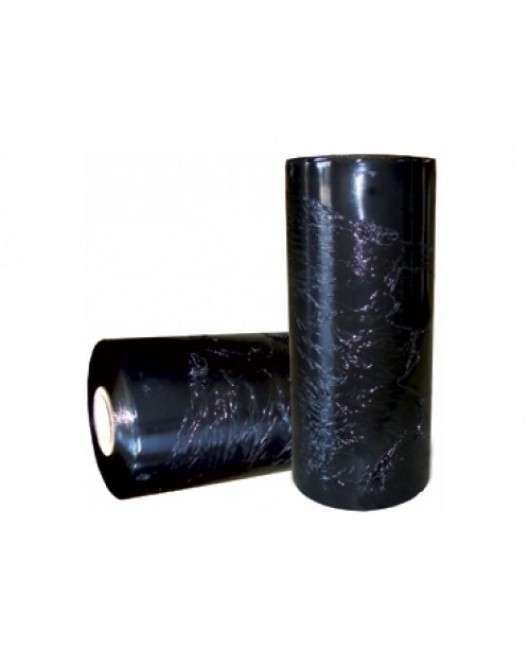 14" 320mm 16 mic 1500' Black Hand Pallet Wrap 1 roll