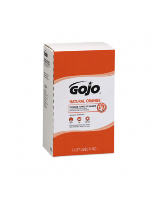 Gojo 7255-04 Natural Orange™ Hand Cleaner, Pumice,4 x 2 L, Refill, Orange/Citrus