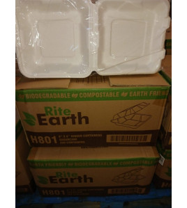 8&quot;x8&quot;x2.5&quot; sugar cane hinged lid take out containers 200 in a case