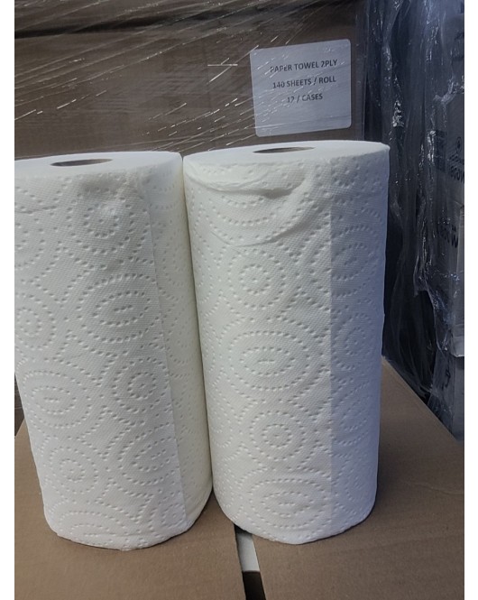 kitchen towels 12 rolls x 140 sheets 2 ply not indvidually wrapped 