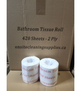 On Site 2 ply toilet paper 48 rolls case 420 sheets for a roll , virgin paper 4"x3" sheet 