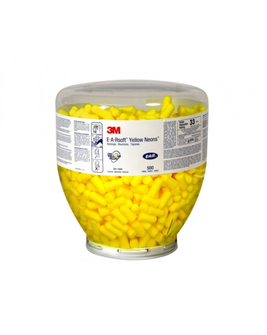 3M™ E-A-RSOFT™ YELLOW NEONS™ EAR PLUGS REFILL FOR ONE TOUCH™ 500pcs