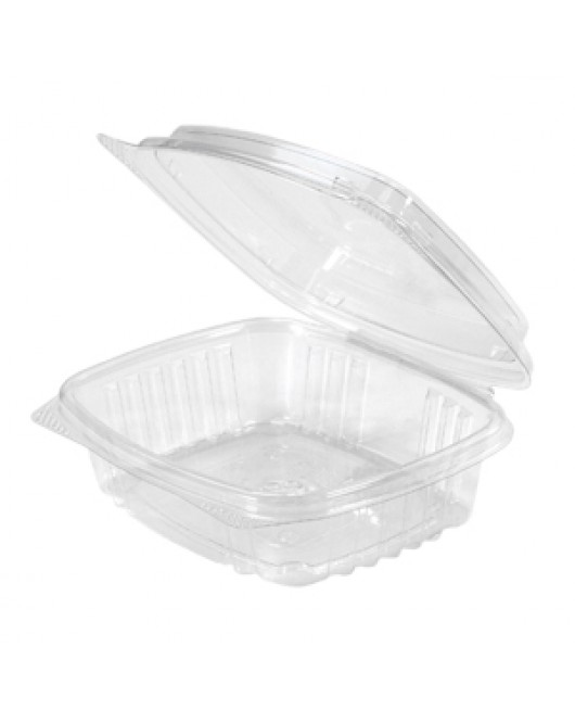 Genpak 8 oz plastic hinged deli containers flat lid 100pcs AD08