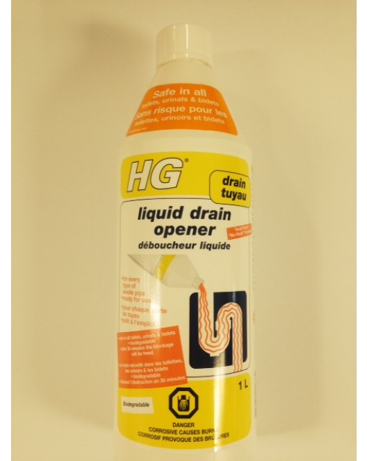 HG: Liquid Acid Free Drain Opener 1L Bottle x 6 Bottles Per Case