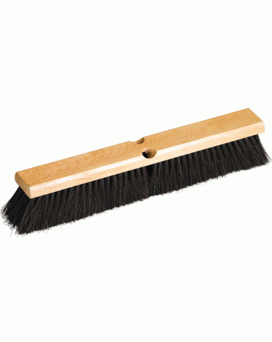 Marino: 18" Horsehair and Bassine Fill Wood Floor Broom with Handle
