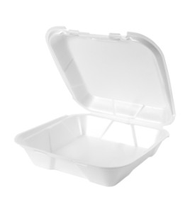 Genpak SN200-U one compartment hinged lid containers foam 9 1/4&quot;x 9 1/4&quot;x 3&quot; box of 200