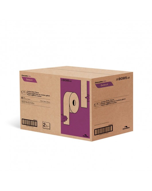 Cascades PRO Select™Jumbo Toilet Paper, 2 ply, 600' ,8 rolls , 3.3 core