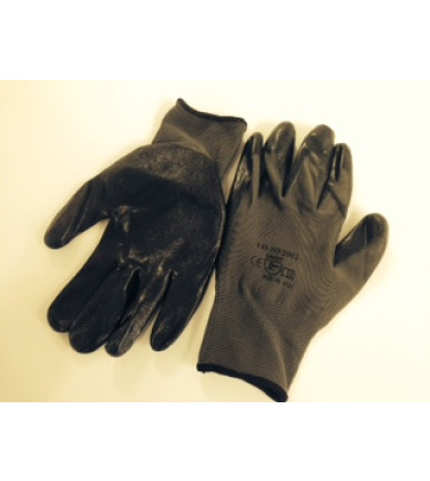 Black Foam Nitrile Nylon Liner Gloves 12 pcs Per Bag