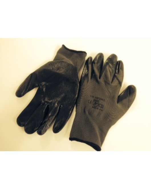 Black Foam Nitrile Nylon Liner Gloves 12 pcs Per Bag