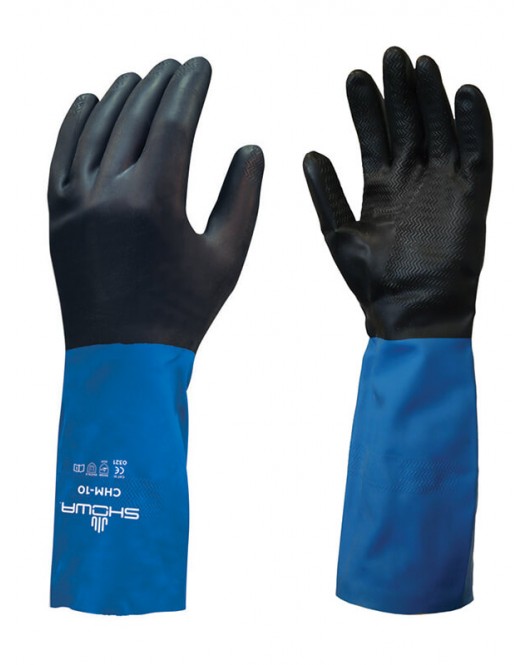 SHOWA CHM Neoprene Over Natural Rubber Latex Glove with Cotton Flock Liner