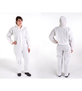 WHITE 60G BREATHABLE MEMBRANE HOODED COVERALL case of 25 