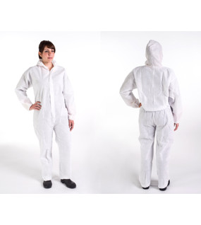 WHITE 60G BREATHABLE MEMBRANE HOODED COVERALL case of 25 