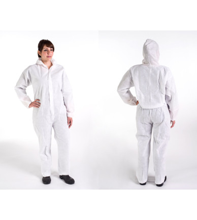 WHITE 60G BREATHABLE MEMBRANE HOODED COVERALL case of 25 