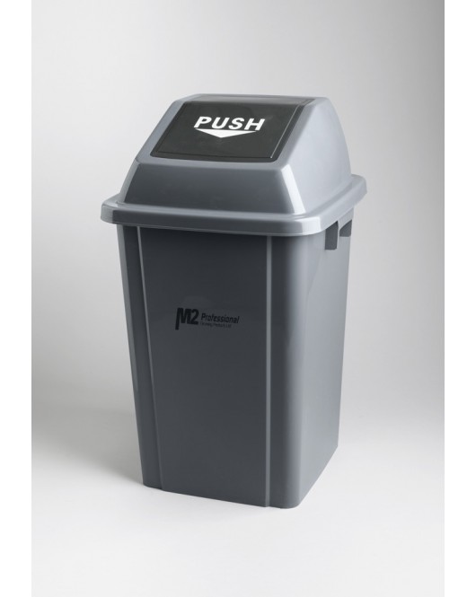 EZ-PUSH RECTANGULAR GARBAGE CONTAINER WITH LID- 40L GREY M2