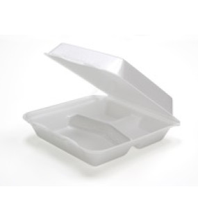 Pactiv: Three Compartment White Foam Hinged Lid Container 150pcs / Case