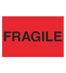 fragile label 2 x 4 &quot;white red print 500 in a roll
