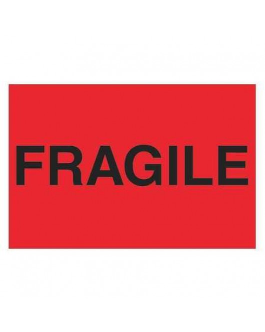 fragile label 2 x 4 "white red print 500 in a roll