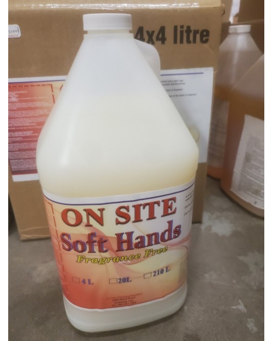 On-site : fragrance free Liquid Hand Soap 4 x 4 Liter Bottles