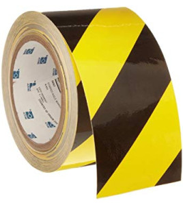Aisle/hazard marking tape -black and yellow -2&quot; x 33 m 24 rolls case 