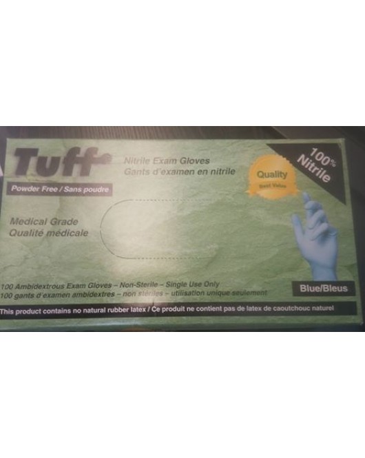 Tuff nitrile exam gloves medical grade 4 mill Powder Free 100/box