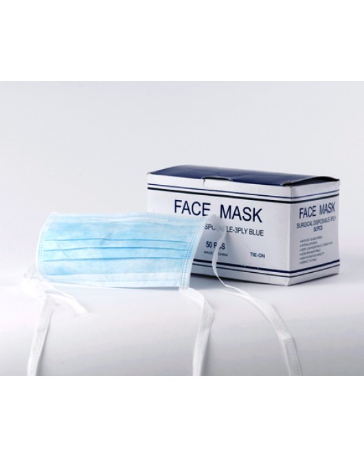 SURGICAL MASK WITH TIE BACKS 3-PLY case of 12 boxs of 50