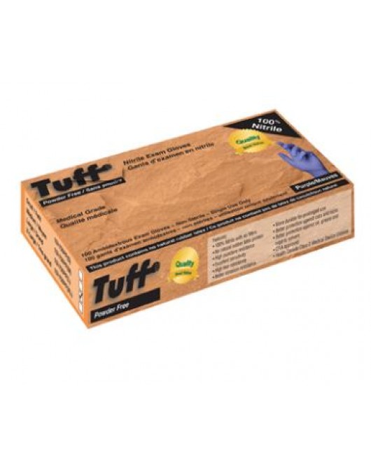 Tuff nitrile medical grade gloves purple 3 mill box of 100 