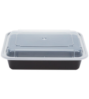 8" x 6" plastic containers with clear lids 28 oz 150 pcs 