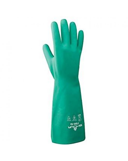 SHOWA 730 Nitrile Cotton Flock-Lined Chemical Resistant Glove(Pack of 12 Pairs)