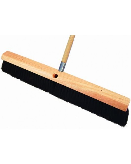 24" tampico with wire center broom with 54" wooded stick