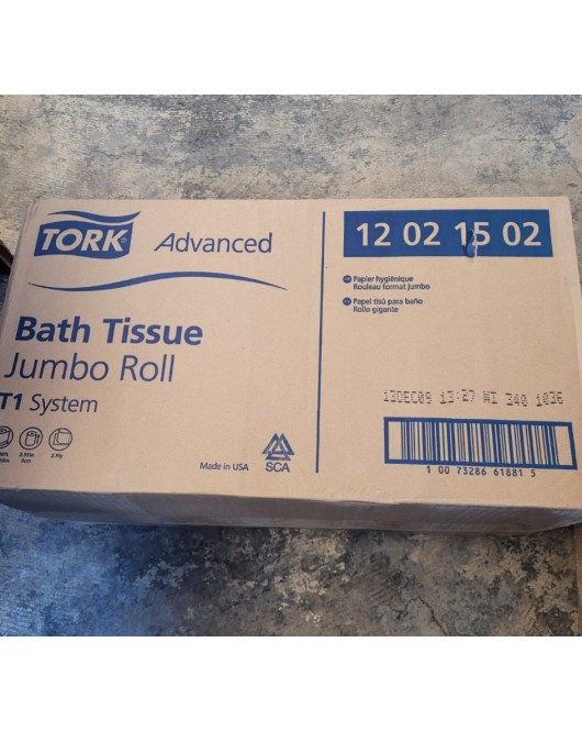 Tork Advanced 12021502 Jumbo Bath Tissue Roll, 2-Ply, 6 rolls x 1600 feet