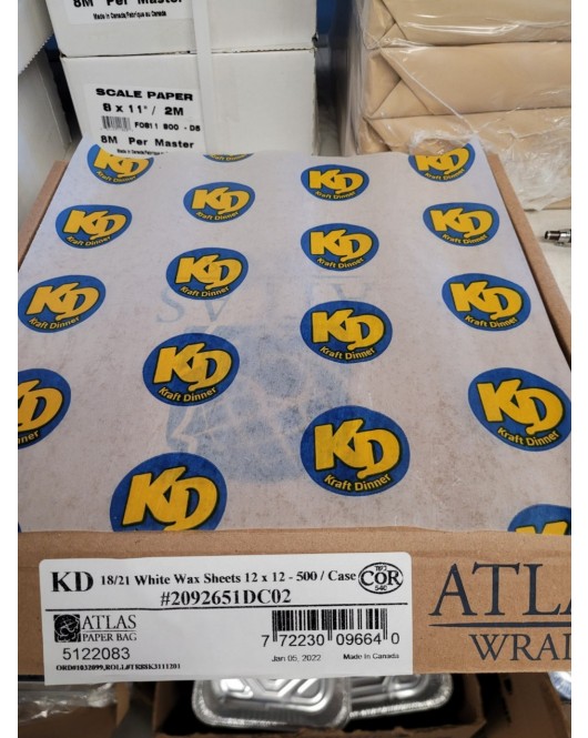 wax paper 12x12 printed KD 500 box 