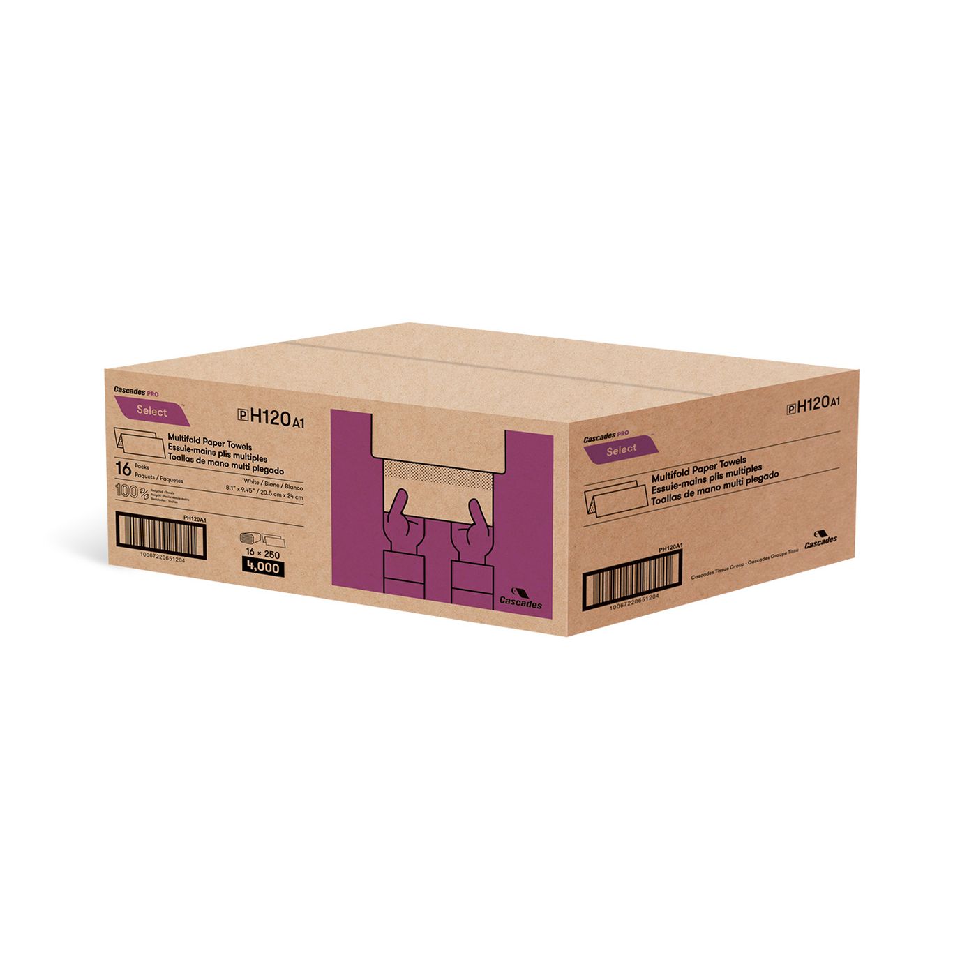Cascade Proselect Mult Pro select cascades : White Multi-Fold Paper Towels 4000 Sheets Per Case
